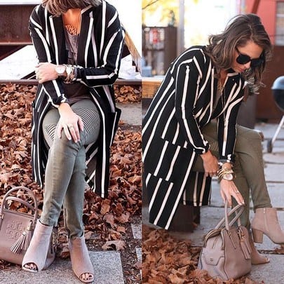 ways to wear striped cardigan