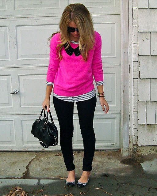 Outfit with Pink Sweater - 18 Ways to Wear Pink Sweaters
