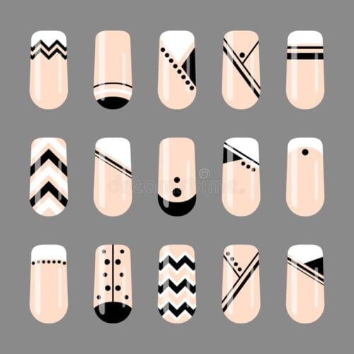 Geometric Nail Art in White