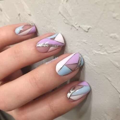 Geometric Nail Art in White