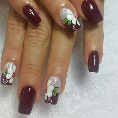 White Floral Nail Art