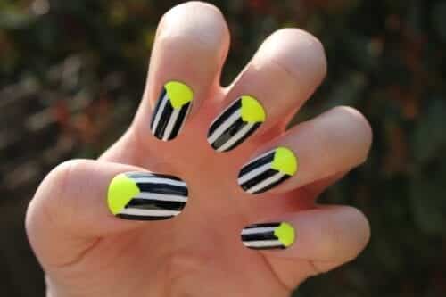 White Nail Art with Neon Color4