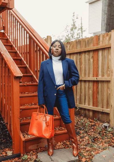 outfits with navy blue coats