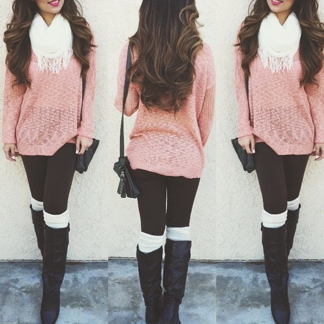 Outfit with Pink Sweater | 20 Ways to Style Pink Sweaters