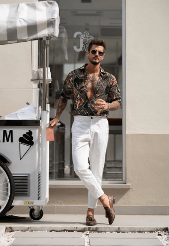 white shirt style for man