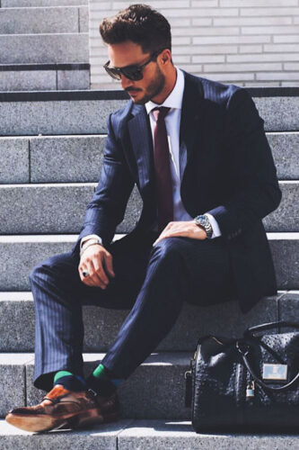 Blue Suits with Brown Shoes Ideas for Men