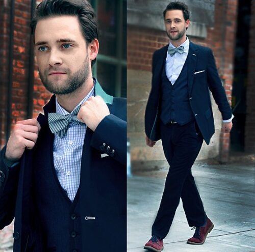 Blue Suits with Brown Shoes Ideas for Men (18)