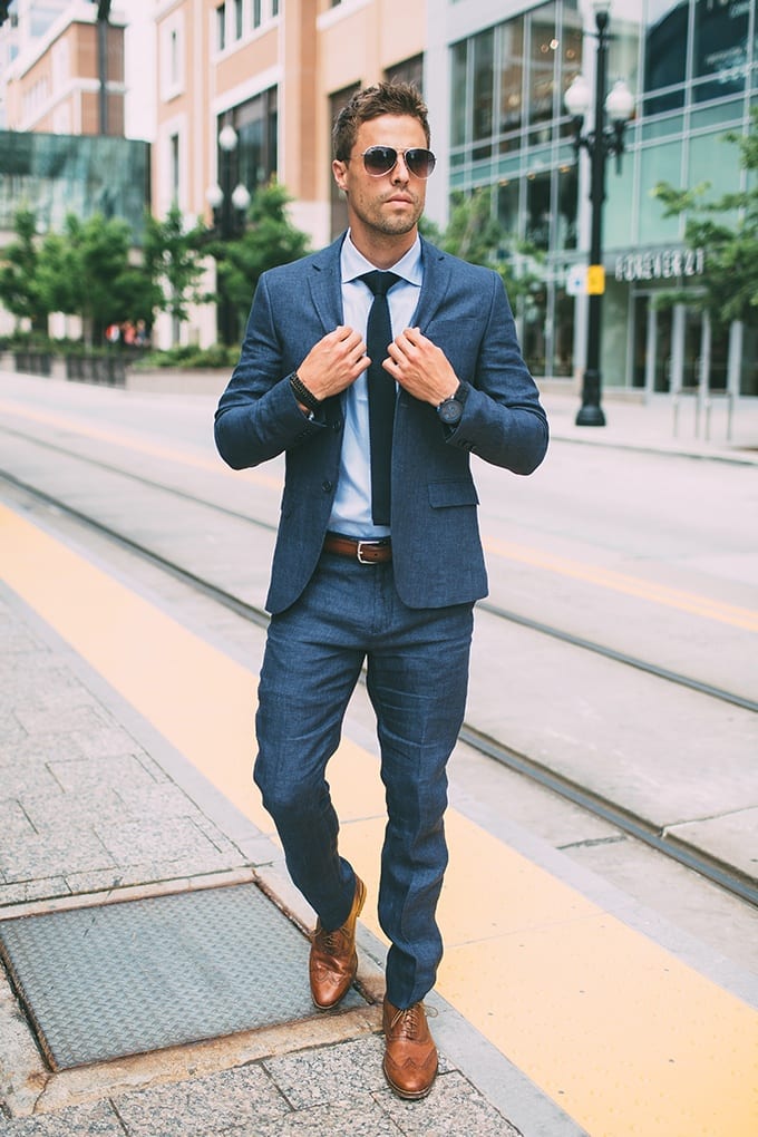 20 Ways to Wear Blue Suits with Brown Shoes Ideas for Men