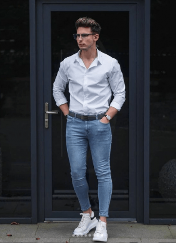 mens blue shirt fashion