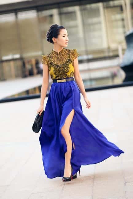 how to wear cobalt blue skirts (1)