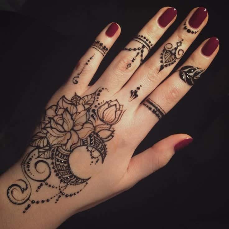 Great Inspiration 30+ Henna Moon Hand Tattoo