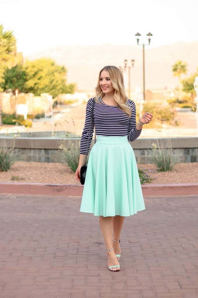 Mint Skirt Outfits- 25 Ideas How to Wear Mint Colored Skirts