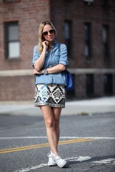 skirt college wrap denim shirt dress dressing via