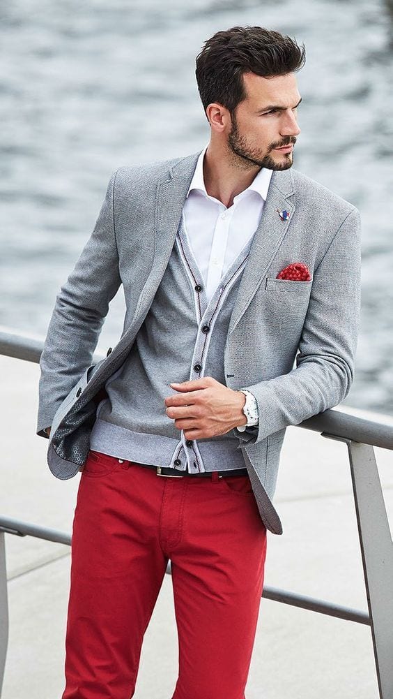 Men Outfits with Red Pants-30 Ways for Guys to Wear Red Pants