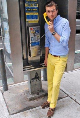 men's yellow pants outfits