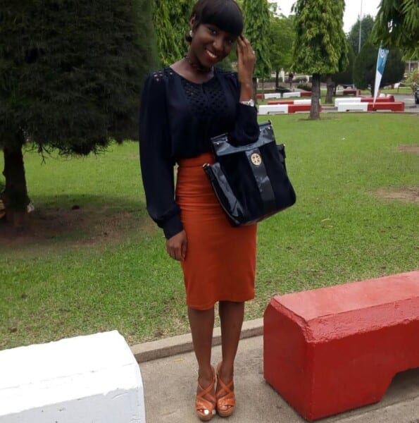 Plain Orange Work Skirt