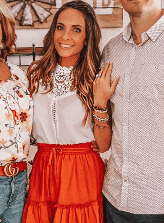 outfit with orange skirt