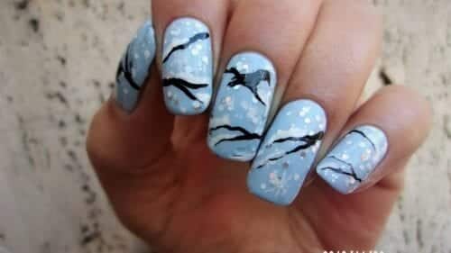 Snow Themed Nail Art