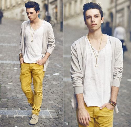 Men's Outfits with Mustard Pants