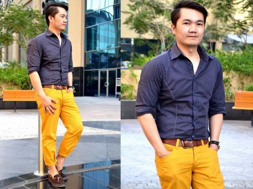 Men's Outfits with Mustard Pants