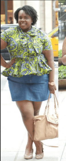 plus size denim skirt outfit