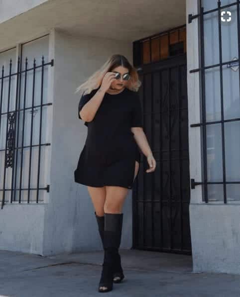 Plus size outfits with thigh high boots