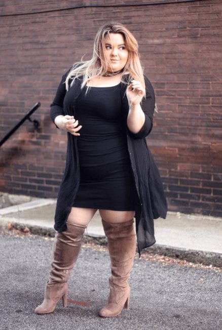 Plus size outfits with thigh high boots