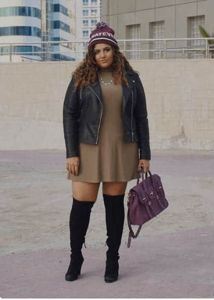 Plus size outfits with thigh high boots