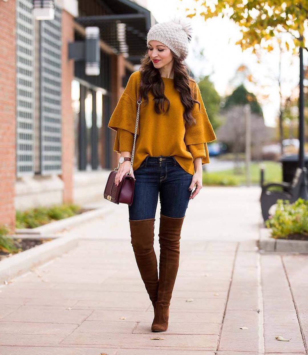 Gray cardigan mustard top outfits
