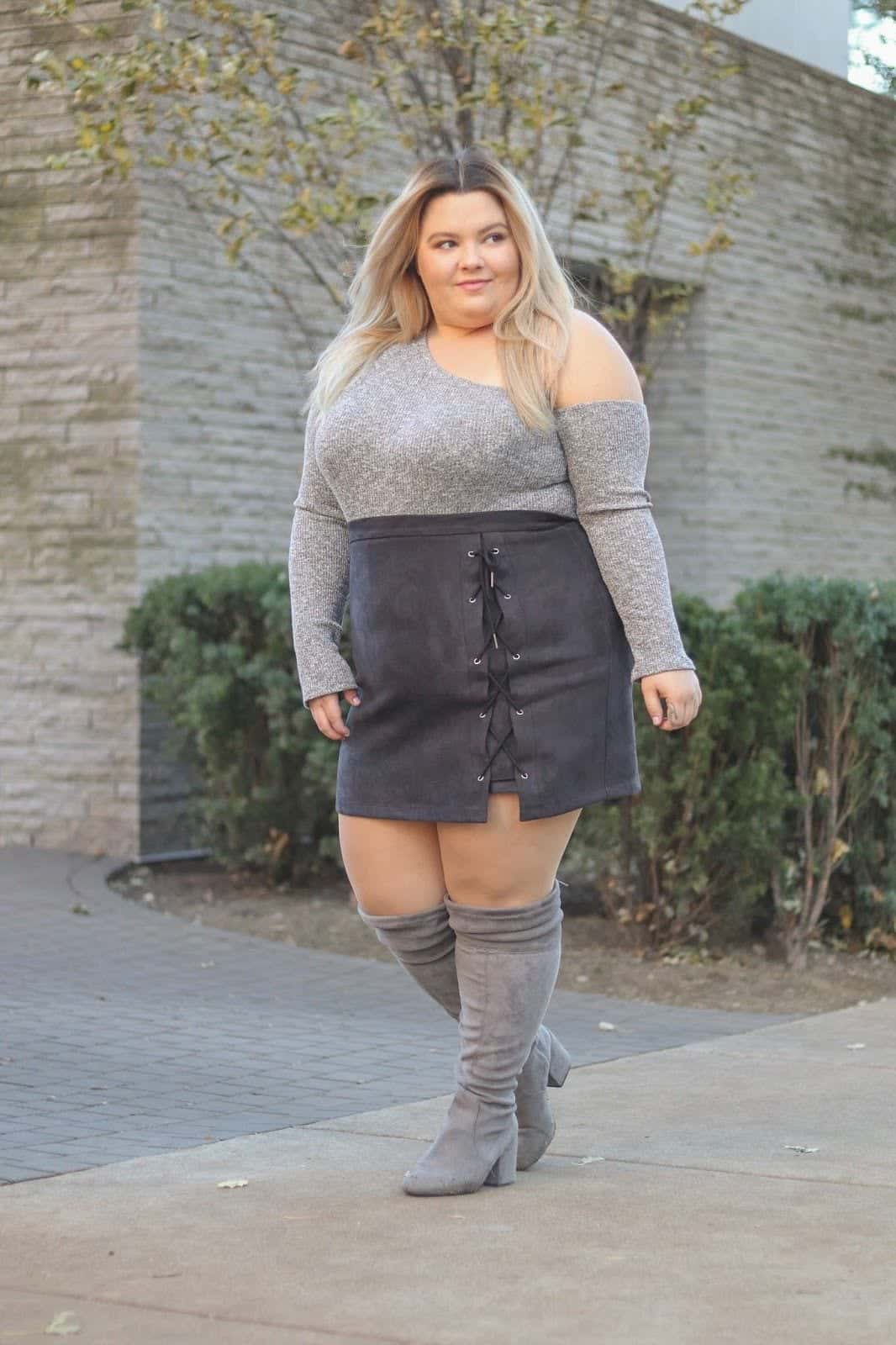 thigh high boots outfits for plus size women