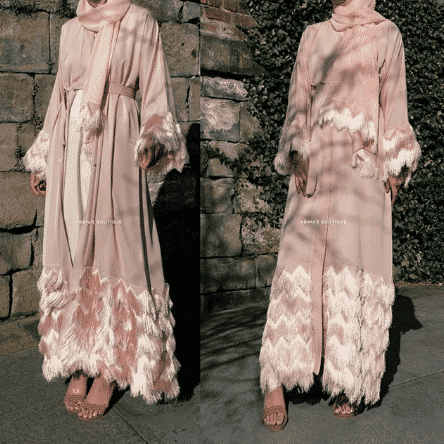 latest open abayas dusty pink