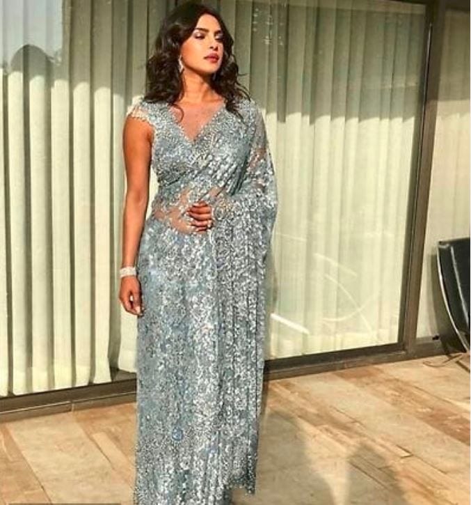 priyanka grey saree