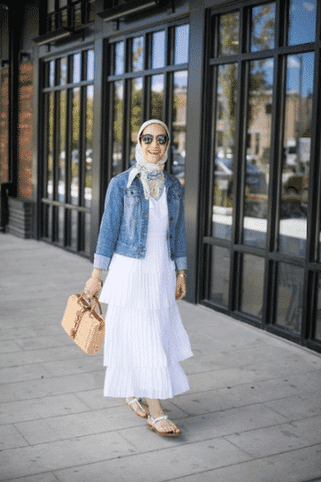 how to wear hijab with denim jacket