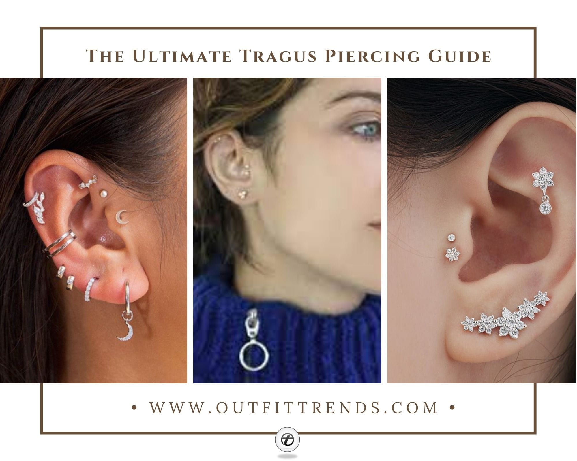 Tragus piercing: pain, healing, jewelry - obsidian piercing