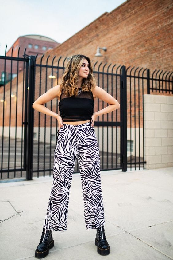 zebra print pants outfit