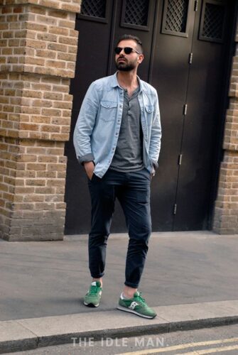 green shoes outfits for men