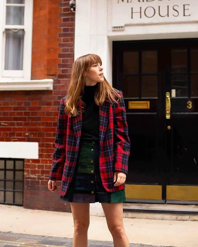 Patchwork Vintage Plaid Skirt Looks Women