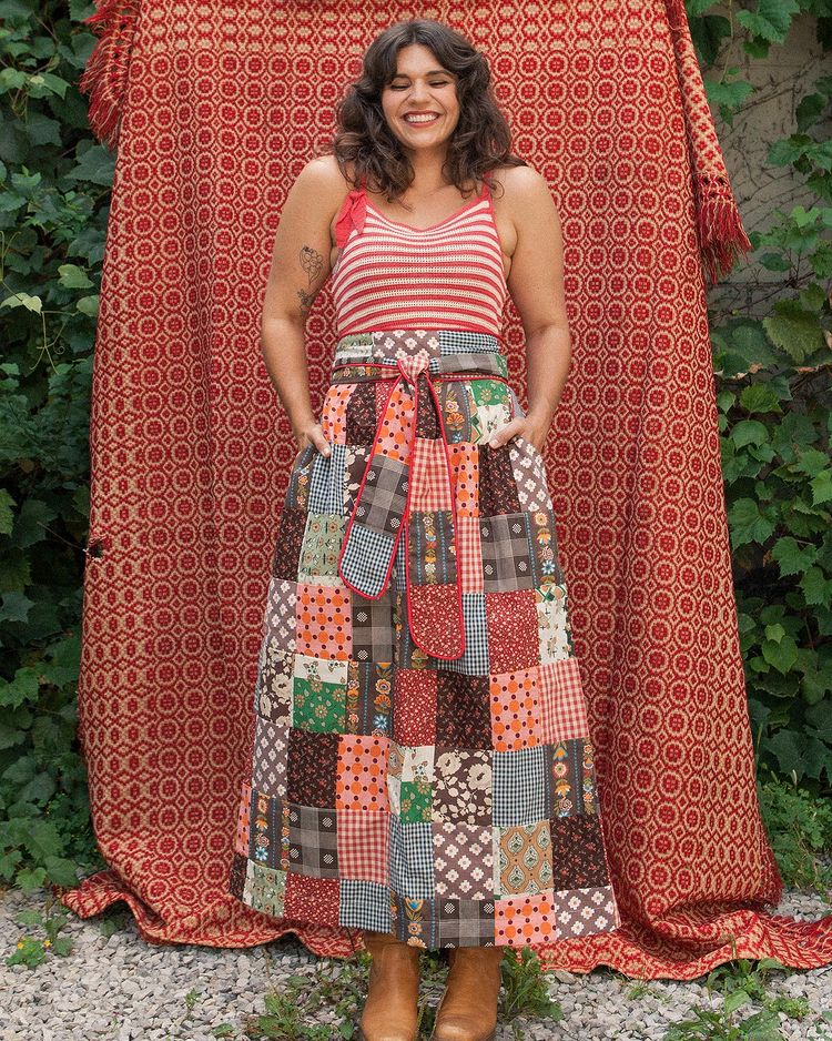 Patchwork Vintage Skirt Looks Women