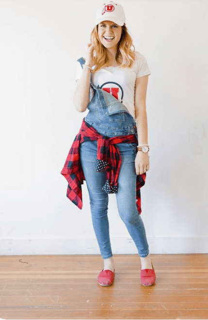 Denim over-all outfit