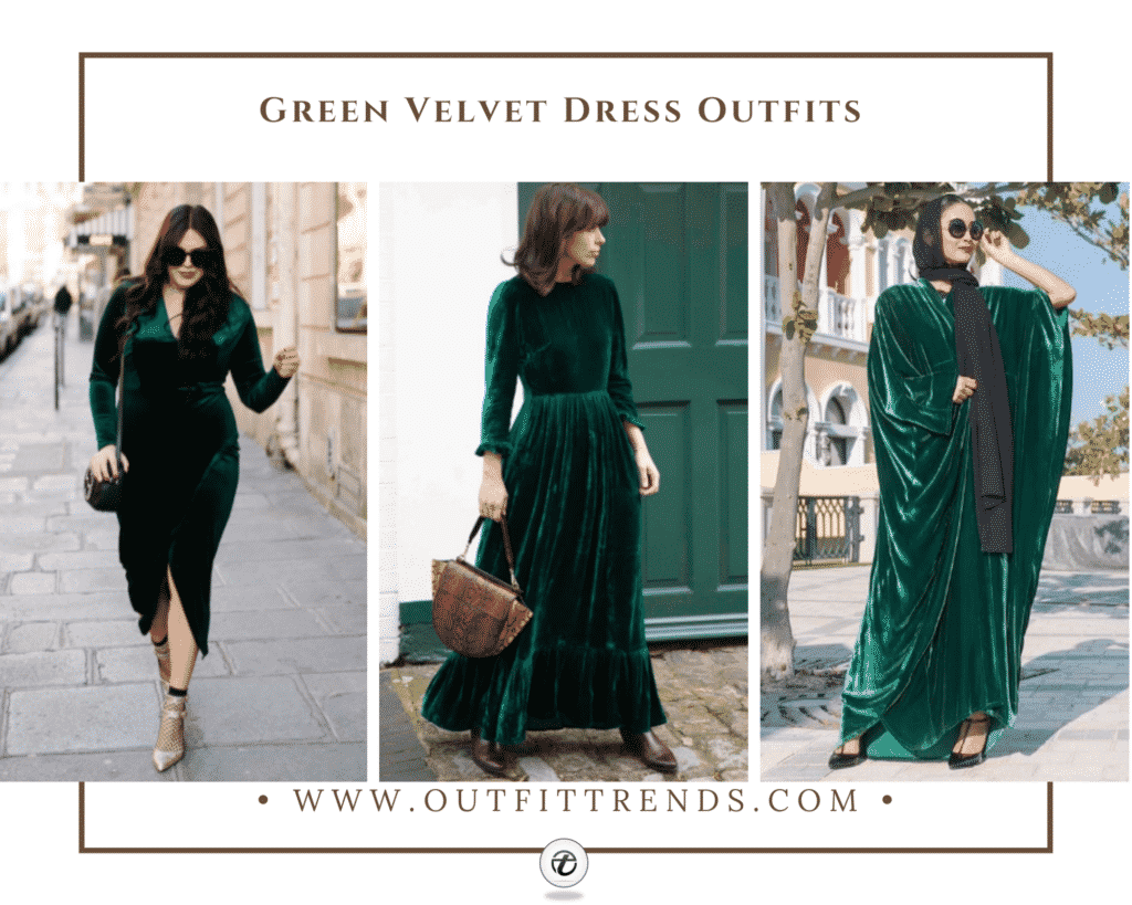Green velvet dress outfits 