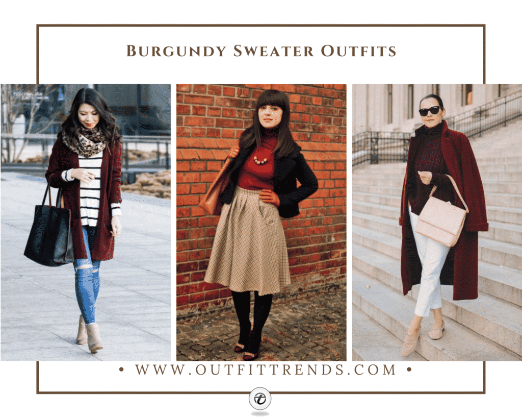 burgundy sweater outfits