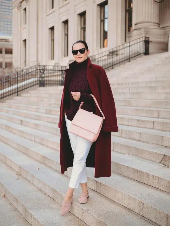 How To Wear Burgundy Sweater