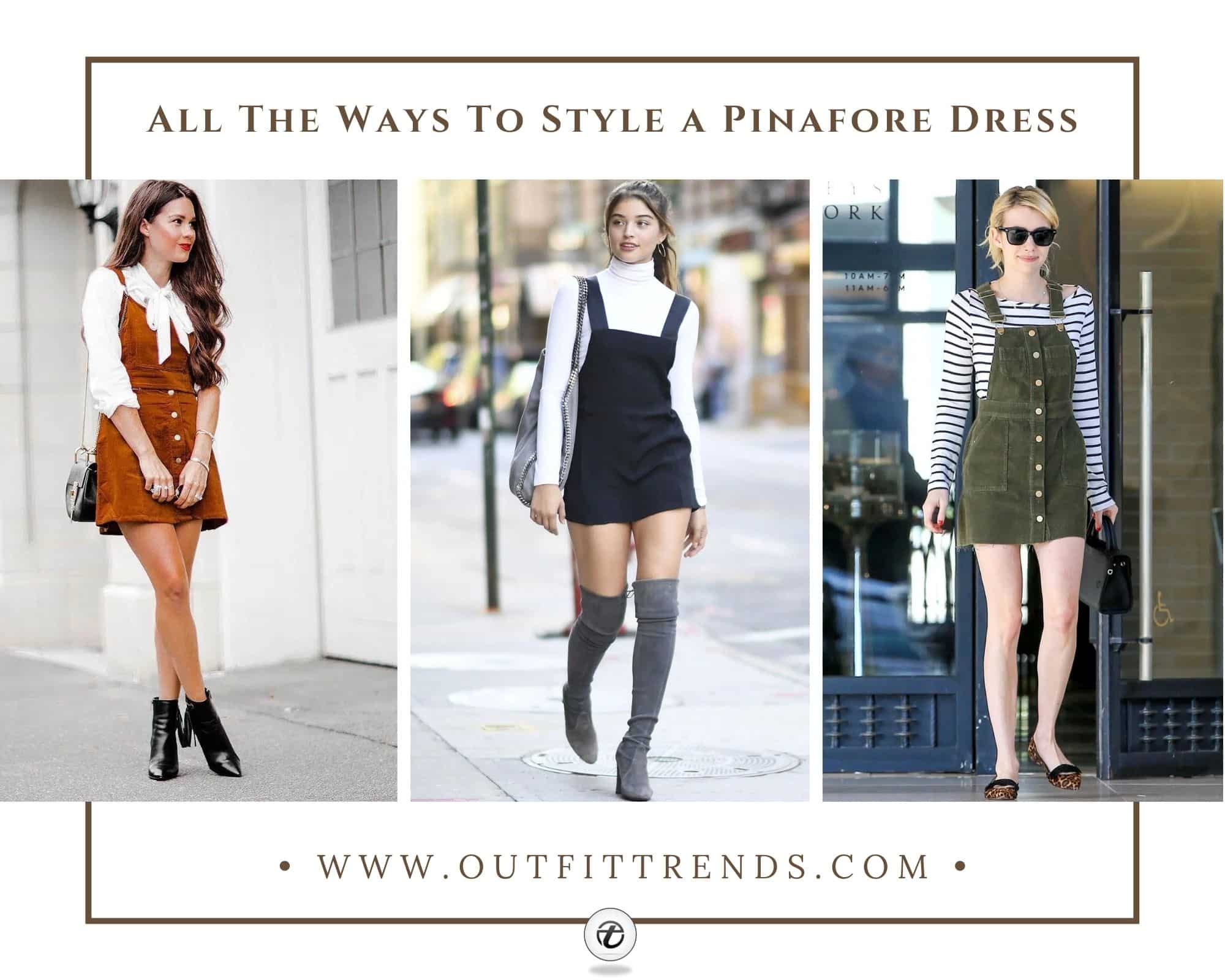 Fashion Dresses Pinafore Dresses Cream Pinafore dress black casual look 
