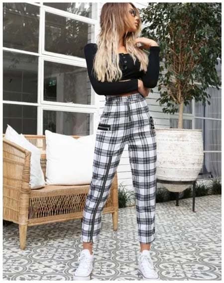 plaid pants outfits 5