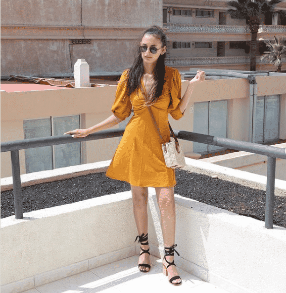 Mustard yellow dress outfit