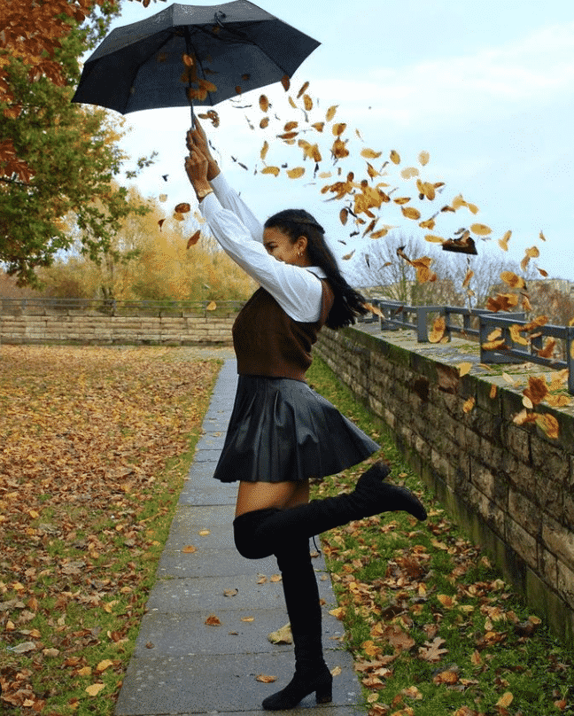 Skirt outfit for london winter