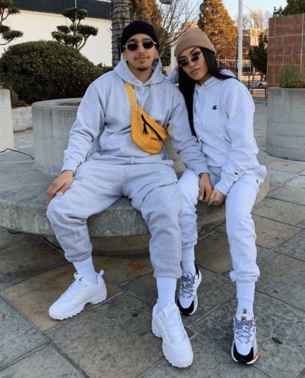 Laid back couples airport outfit