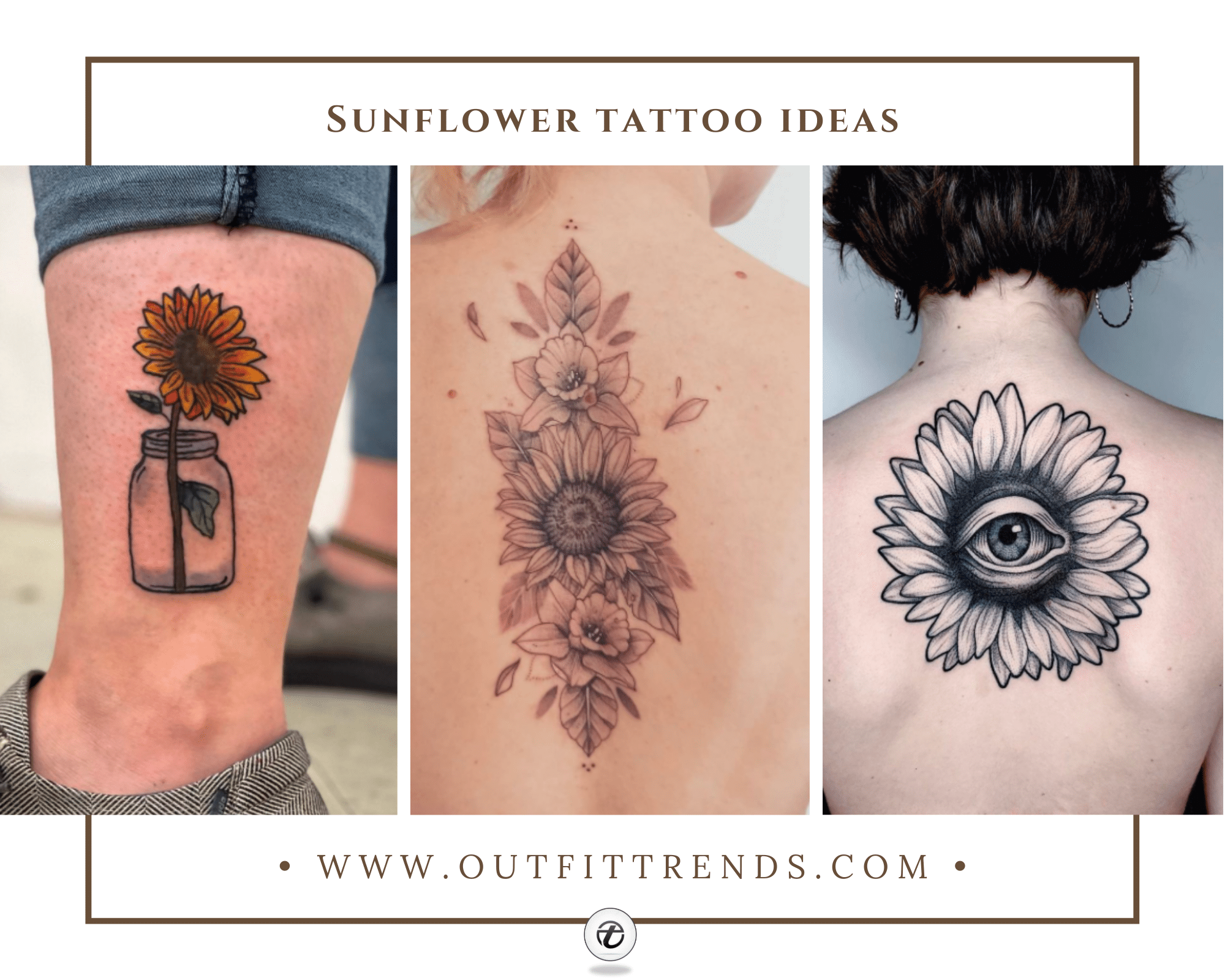 Single needle sunflower tattoo on the forearm