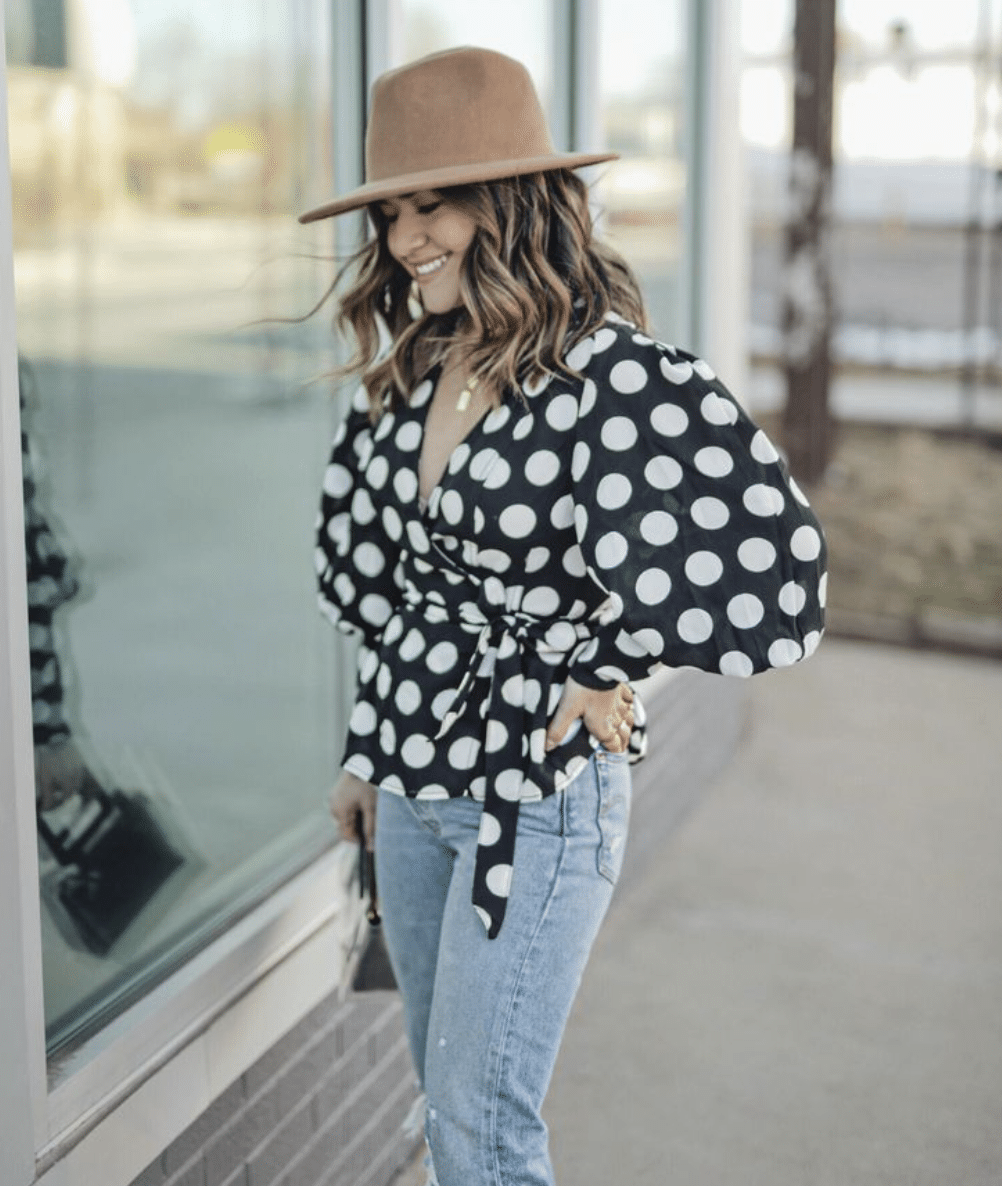 Polka dot top black and white outfit