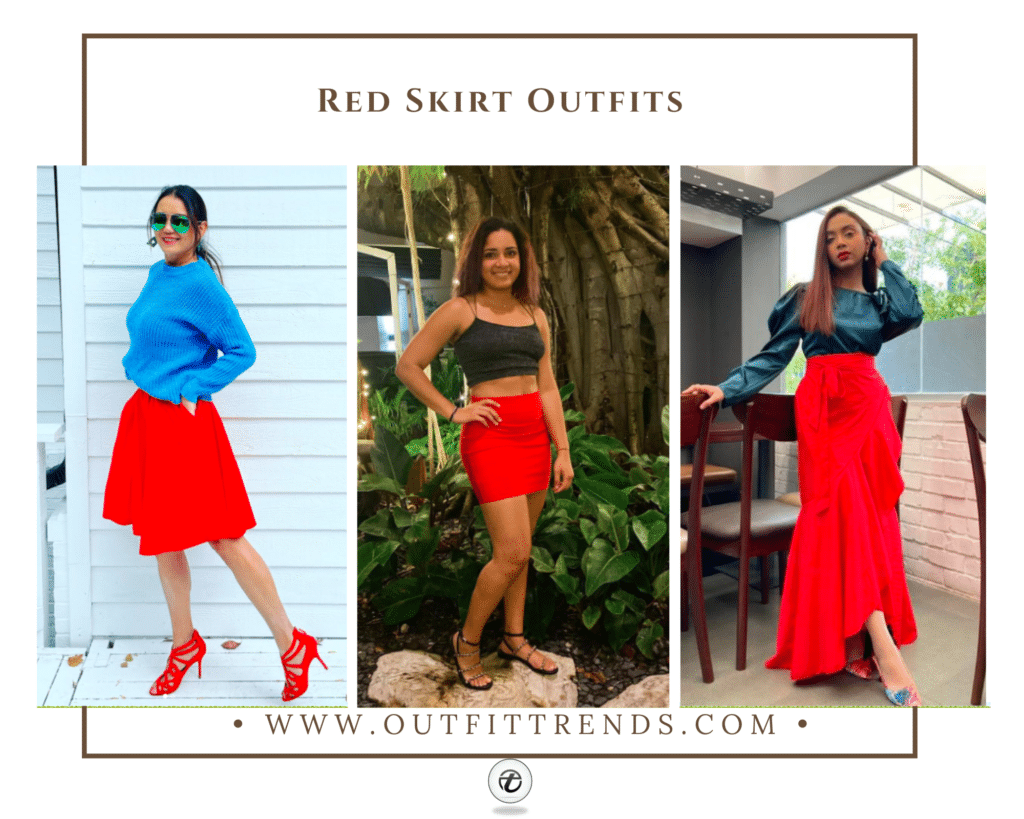 Red skirt outfits